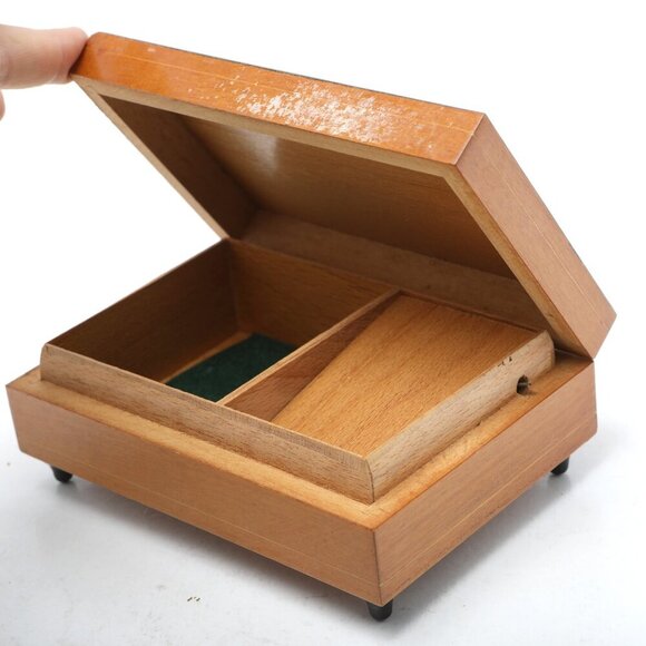 Vintage Mapsa Wooden Music Box Jewelry Trinket Container Capri Italy Grotto - Picture 3 of 12